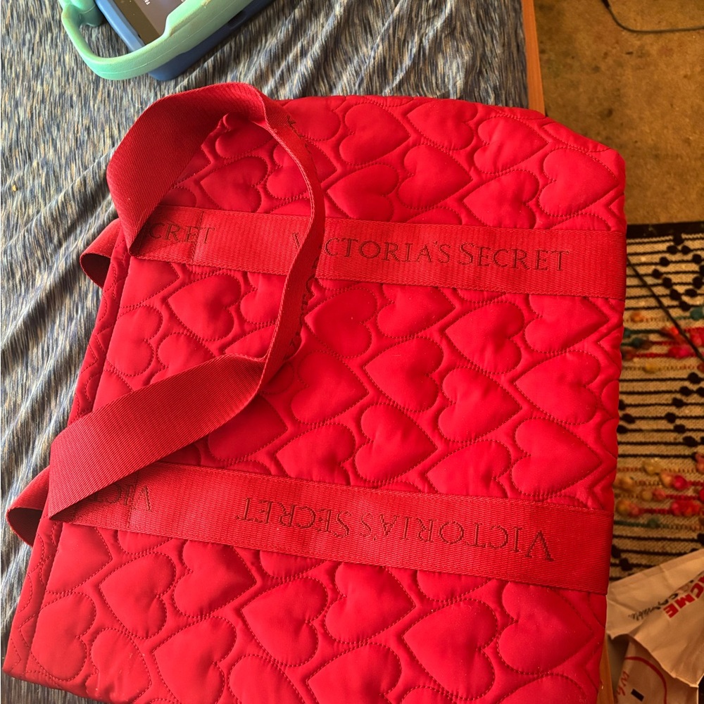 Victoria's Secret Red Quilted Travel Bag